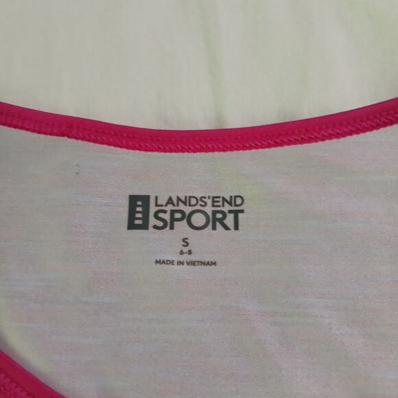 Lands End Sport LS Rash Guard swim shirt Sz S (6-8) pink athletic top - Picture 2 of 10